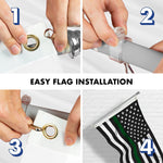 Load image into Gallery viewer, Combo Pack Flag Pole 6 Ft Silver Tangle Free & Thin Green Line Flag 3x5 Ft