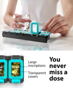 Load image into Gallery viewer, Weekly Pill Organizer 1 time a Day Pill Box 7 Day with Enhanced Waterproof Seal Large compartments Hold Big Vitamins & Supplements Upgraded Locking lids for Home & Travel use Durable Hard case