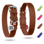 Load image into Gallery viewer, Leather Dog Collar Small & Medium Dogs 12–15 in Neck Brown