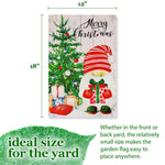 Load image into Gallery viewer, Garden Flag Merry Christmas Santa Gnome with Present 12x18 Blockout Fabric