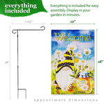 Load image into Gallery viewer, G128 Combo Pack: Garden Flag Stand Black 36 in x 16 in & Garden Flag Spring Decoration Welcome Bee Gnome with Honey 12x18 DoubleSided Blockout Fabric