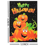 Load image into Gallery viewer, G128 Halloween Garden Flag, Happy Halloween Quote with Pumpkins Garden Yard Decorations, 12x18 Inch Printed 150D Polyester Rustic Holiday Seasonal Outdoor Flag