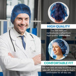 Load image into Gallery viewer, Disposable Hair Net for Men Women 21 Disposable Hair Net for Men Women 21 inch Pack of 100 Dark Blue Hair Covers for Nurses Polypropylene Bouffant Hair Nets with Stretch Band Disposable Hair Caps for Nurses and Chefs
