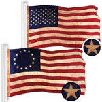 Load image into Gallery viewer, Combo Pack American USA Tea Stained Flag 2.5x4 Ft and Betsy Ross TeaStained