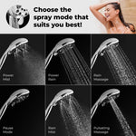 Load image into Gallery viewer, High Pressure 6 Settings Shower Head with Handheld Detachable Set Chrome Finish