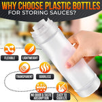 Load image into Gallery viewer, Set of 6 Condiment Squeeze Bottles for Sauces 16 oz – Self Closing Valve Easy to Fill Clear Design Ready to Dispense for Dressings Condiments and Sauces Durable and Convenient