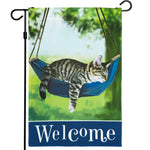 Load image into Gallery viewer, Garden Flag Welcome Sleeping Kitten 12x18 Inch 150D Printed Polyester Everyday