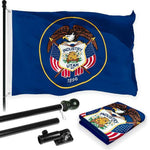 Load image into Gallery viewer, Combo Pack: 6 Feet Tangle Free Spinning Flagpole (Black) Utah UT State Flag 3x5 ft Printed 150D Brass Grommets (Flag Included) Aluminum Flag Pole