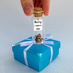 Load image into Gallery viewer, I'm Sorry Gifts for Her and Him Personalised Apology Gift Cute Poop in a Jar and Sorry Card Forgive Me Present Idea (in Teal Blue Box Sorry I was a little Brown Poop)