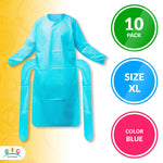 Load image into Gallery viewer, Disposable Isolation Gown X Large10 Pack Blue 2 Mil Polyethylene Disposable Gowns Medical Waterproof Isolation Gowns Disposable Medical Gowns with Elastic Wrists Double Back Ties