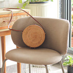 Load image into Gallery viewer, Handmade Rattan Round Purse with Leather Strap Woven Crossbody bags for Women Brown Tan Wicker Boho Straw Bags for Women Trendy Vacation Purse for Travel & Casual Outfits Gift for Her Sustainable Stylish Natural Rattan