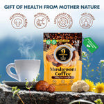 Load image into Gallery viewer, Instant Mushroom Coffee – 45 Servings Arabica Coffee with 9 in 1 Adaptogenic Mushroom Powder Blend: Lion’s Mane Turkey Tail Reishi & More Energy Boost Anti Stress Immune Support Low Caffeine No Added Sugars
