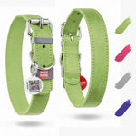 Load image into Gallery viewer, Leather Dog Collar Adjustable All Sizes Buckle D-Ring & QR Tag