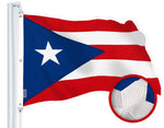 Load image into Gallery viewer, G128 Puerto Rico Puerto Rican Flag 5x8 Ft StormFlyer Series Embroidered 220GSM Spun Polyester Embroidered Design, Indoor/Outdoor, Brass Grommets, Heavy Duty, All Weather