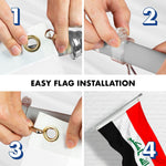 Load image into Gallery viewer, Flag Pole 6FT Silver Tangle Free and Iraq Flag 3x5 Ft Combo Printed 150D