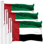 Load image into Gallery viewer, 3 Pack: United Arab Emirates Emirati Flag 3x5 Ft Printed 150D Polyester Indoor/Outdoor, Vibrant Colors, Brass Grommets, Quality Polyester, Much Thicker More Durable Than 100D 75D Polyester