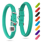 Load image into Gallery viewer, Rolled Leather Dog Collar Padded All Sizes 15-19 in Mint Color