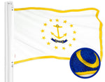Load image into Gallery viewer, G128 Rhode Island State Flag 4x6 Ft ToughWeave Series Embroidered 300D Polyester Embroidered Design, Indoor/Outdoor, Brass Grommets