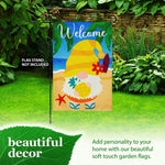 Load image into Gallery viewer, Garden Flag Welcome Gnome at Beach with Pineapple 12x18 inch Blockout Fabric