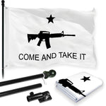 Load image into Gallery viewer, Combo Pack: 6 Feet Tangle Free Spinning Flagpole (Black) Come and Take It Rifle Flag 3x5 ft Printed 150D Brass Grommets (Flag Included) Aluminum Flag Pole
