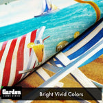 Load image into Gallery viewer, Combo Pack: Garden Flag Stand Black 36x16 Inch & Garden Flag Beach Summer with Chairs Umbrella 12x18 Inch