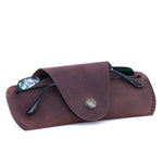 Load image into Gallery viewer, Soft Leather Glasses Case Slim Eyeglass Sleeve Sunglass Pouch Maroon Brown Color
