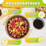 Load image into Gallery viewer, Rattan Tray 8.7 Inch Round Woven Serving Basket with Handles Decorative Tray for Coffee Table Bread Fruit Vegetables Restaurant & Home Use