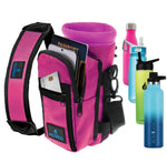 Load image into Gallery viewer, Water Bottle Holder Pink Bottle Carrier Cooler w Adjustable Shoulder Strap