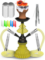 Load image into Gallery viewer, Neon Yellow Hookah Set 2 Hose Hookah LilOne 12 inch Mini Hookah Combo Kit