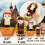 Load image into Gallery viewer, Polish Nesting Dolls Set 5 pcs Hand Painted Wooden Matryoshka Dolls in Polish