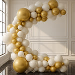 Load image into Gallery viewer, Balloon Garland Arch Kit 146 Pcs White Metallic Gold Confetti Balloons for Baby Shower Birthday Gender Reveal Wedding Party DIY Kit