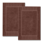 Load image into Gallery viewer, Luxury 2 Pack Bath Mat Floor Towel Set Absorbent Cotton Hotel Spa 22x34 in Brown