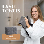 Load image into Gallery viewer, Gray Bath Towel Set of 6 Cotton 100% Highly Absorbent Towels for Bathroom 2 Luxury Bath Towels 650GSM 2 Hand Towels 2 Washcloths