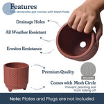 Load image into Gallery viewer, 4 Inch Terracotta Pot with Chevron Pattern Boho Ceramic Planter Clay Pots for Indoor Plants Succulent Planter with Drainage Hole and Mesh Net Garden & Home Decor