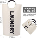 Load image into Gallery viewer, 82L Large Laundry Basket Beige Collapsible Hamper with Handles Double Layer Waterproof Fabric Dirty Clothes Basket Foldable Freestanding Bin Laundry Hamper for Dorm Bathroom & Bedroom