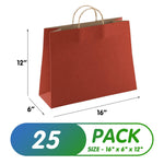 Load image into Gallery viewer, Red Shopping Bags 16x6x12 inch 25 Pack Red Kraft Paper Bags with Handles Bulk
