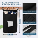 Load image into Gallery viewer, The Fine Living Co. Large Hanging Laundry Hamper with Over Door Hooks & Adhesive Durable Space Saving Laundry Bag with Zipper and Wide Open Top Hanging Dorm Laundry Hamper 18 x4.75 x28 (Black L)