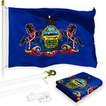Load image into Gallery viewer, Combo Pack 6 Ft Tangle Free Spinning Flagpole White Pennsylvannia PA State Flag