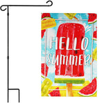 Load image into Gallery viewer, Combo Pack Garden Flag Stand Black 36x16 in and Garden Flag 12x18 in Watermelon