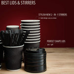 Load image into Gallery viewer, Insulated Disposable Coffee Cups with Lids & Straws 12 oz 100 Packs Black Cups