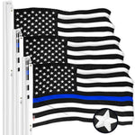 Load image into Gallery viewer, G128 3 Pack: Thin Blue Line Flag 20x30 In ToughWeave Series Embroidered 300D Polyester Duty and Honor Flag, Embroidered Design, Indoor/Outdoor, Brass Grommets