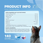 Load image into Gallery viewer, Cat Calming Treats Hemp Calming Care for Cats Cat Melatonin Soft Chews with Hemp Seed Oil and Probiotics Cat Anxiety Relief Storms, Travel, Grooming, Separation Calming Chews for Cats