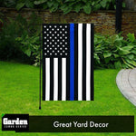 Load image into Gallery viewer, G128 Combo Pack: Garden Flag Stand Black 36x16 Inch & Garden Flag Thin Blue Line 12x18 Inch
