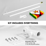 Load image into Gallery viewer, Combo Pack 6 Ft Tangle Free Aluminum Spinning Flagpole White and Zimbabwe Flag
