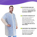 Load image into Gallery viewer, Disposable Lab Coat SMS 40 GSM White Lab Lacket with Loop Fastener XL Size