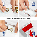 Load image into Gallery viewer, Combo Pack: Flag Pole 5 FT White Tangle Free & Canada Canadian Flag 2x3 FT Double Sided Embroidered 210D Heavy Duty Polyester Indoor/Outdoor, Vibrant Colors, Brass Grommets, 3ply