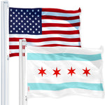 Load image into Gallery viewer, G128 Combo Pack: USA American Flag 3x5 Ft 150D Printed Stars & Chicago 3x5 Ft 150D Printed