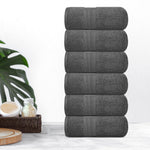 Load image into Gallery viewer, Resort Collection Soft Hand Towels 16x27 in 6 Pack Smoke Grey Luxury Hotel