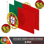 Load image into Gallery viewer, G128 Portugal (Portuguese) Flag 3x5 feet Double Sided Embroidered 210D Indoor/Outdoor, Brass Grommets, Heavy Duty Polyester