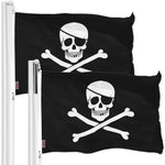 Load image into Gallery viewer, Jolly Roger Pirate Bones Flag 3x5 Ft 2Pack Printed 150D Polyester